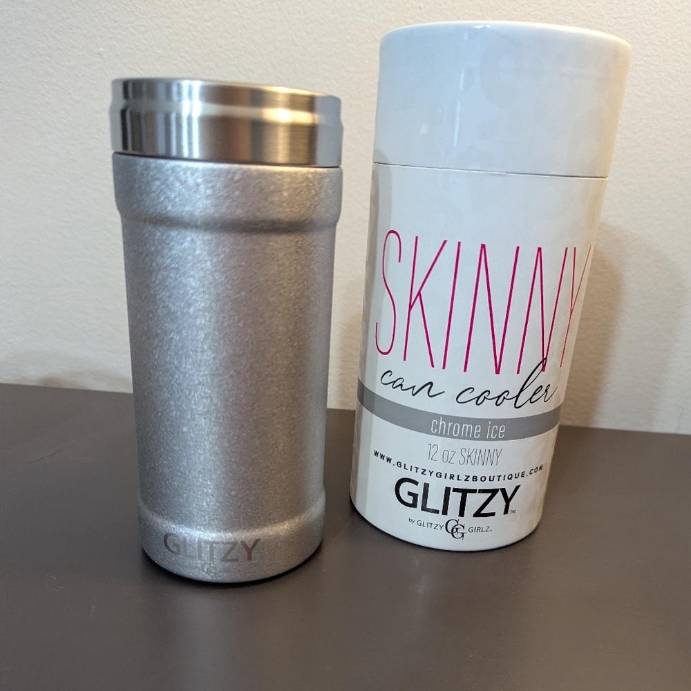 Glitzy Girls Brand Chrome ice Slim Can Coozie